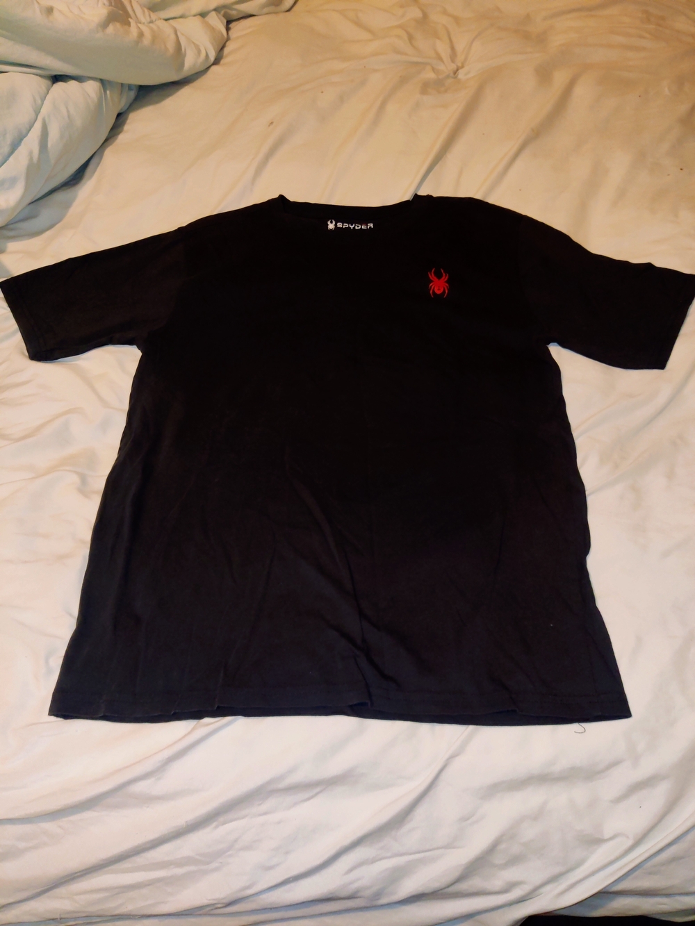 Spyder Mens Black Graphic Tee Size [Size M] Red Spider Logo Back Spellout Active